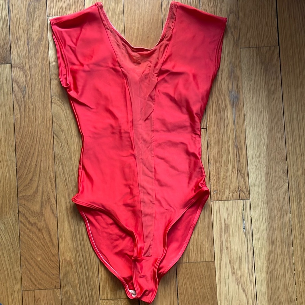 American Apparel Red Mesh Bodysuit Size Small